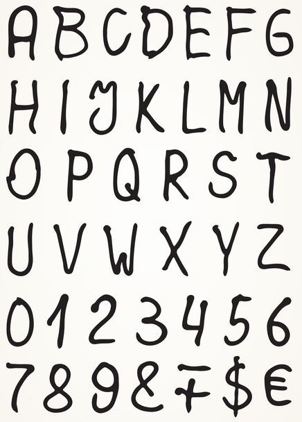 Conjunto de letras alfabéticas com números e outros símbolos, ilustração vetorial
 - Vetor, Imagem