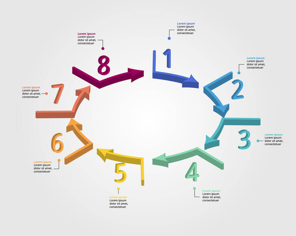 8 πρότυπο βέλους για infographic για παρουσίαση για 8 στοιχεία - Διάνυσμα, εικόνα