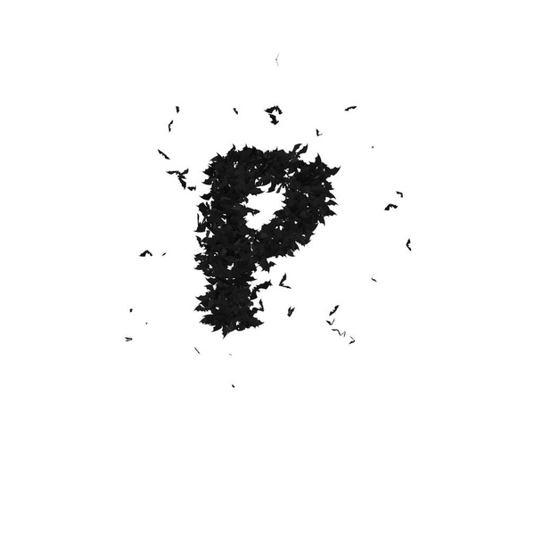 スタティックハロウィーンのタイプフェイスは,アルファとフライングバットのキャラクターPで形成 - 写真・画像