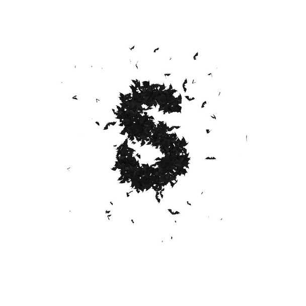 Typeface d'Halloween statique formée de chauves-souris volantes avec alpha le caractère S - Photo, image