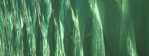 Crystal Refraction Reflection Emerald Green Κομψό Μοντέρνο 3D Αποτύπωση εικόνας Φόντο υψηλής ανάλυσης 3D Αποτύπωση εικόνας - Φωτογραφία, εικόνα