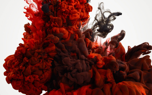 Šplouchnutí červené a černé barvy izolované na bílé - Fotografie, Obrázek
