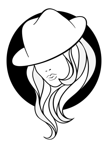 Молода дівчина в старовинному капелюсі гангстера
 - Вектор, зображення