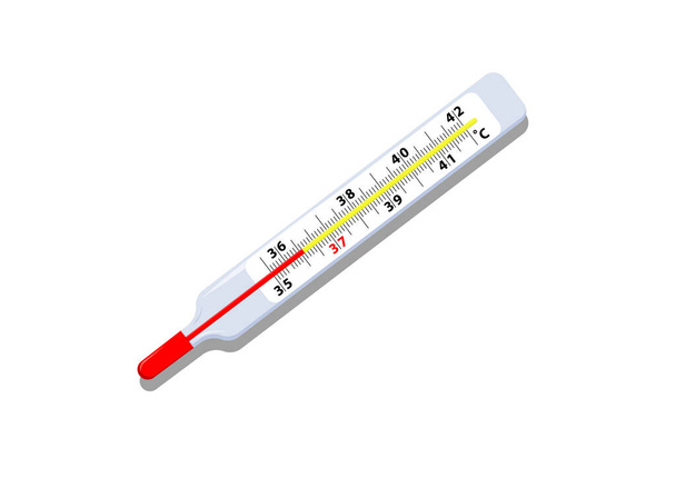 Thermomètre médical Cartoon Vector Flat Design isolé sur fond blanc - Vecteur, image