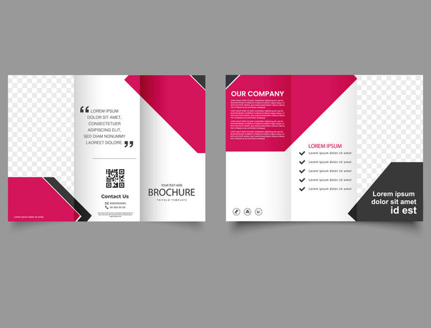 Red and black trifold brochure. Easy to edit. - Vector, Image