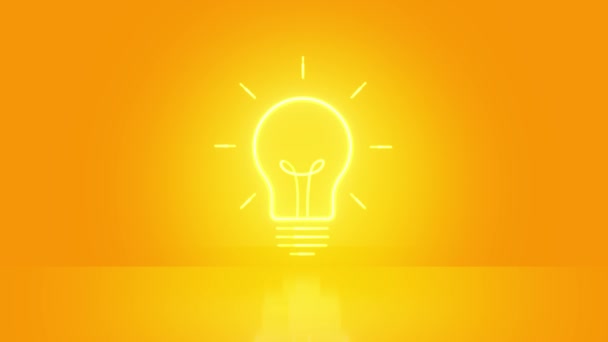 Light Bulb neon sign on yellow background. Innovation concept. 4K video motion graphic animation. - Footage, Video