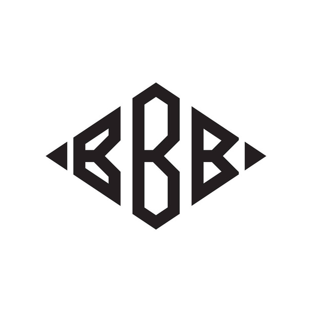 Logo B Rhombus Extended Monogram 3 Letras alfabeto fonte logotipo Logotipo Bordado - Vetor, Imagem