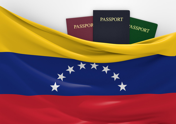 Travel and tourism in Venezuela, with assorted passports - Photo, Image