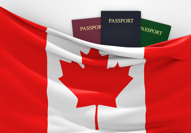 Travel and tourism in Canada, with assorted passports - Photo, Image