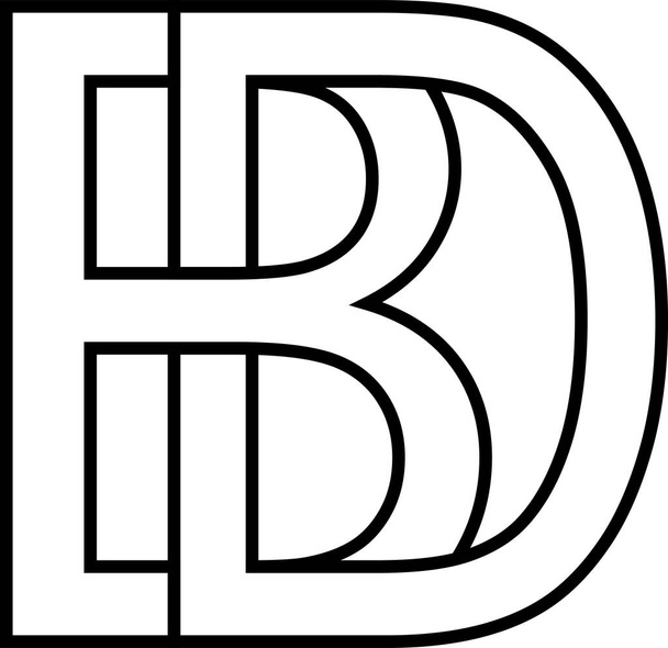 Logo segno bd, icona db segno due lettere intrecciate B D - Foto, immagini