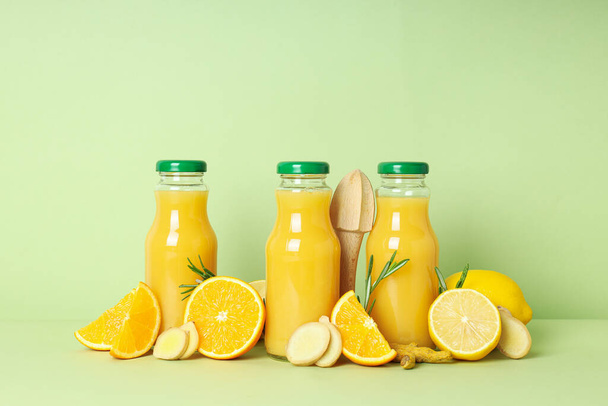 Concept of healthy liquid - ginger turmeric drink - Photo, Image