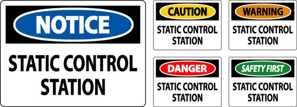 Προσοχή Sign Static Control Station - Διάνυσμα, εικόνα