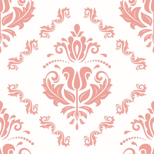 Klassiek naadloos vectorpatroon. Damast orient ornament. Klassieke vintage achtergrond. Oriënteer roze patroon voor stof, behang en verpakking - Vector, afbeelding