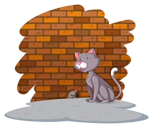 A Rat vár macska - Vektor, kép