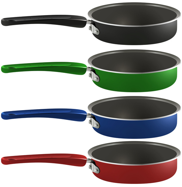 Colourful frying pans - Vector, Image
