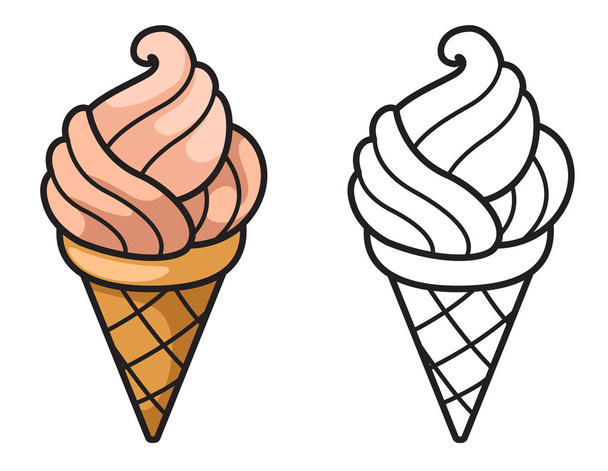 värikäs ja musta ja valkoinen jäätelö värityskirjaan
 - Vektori, kuva