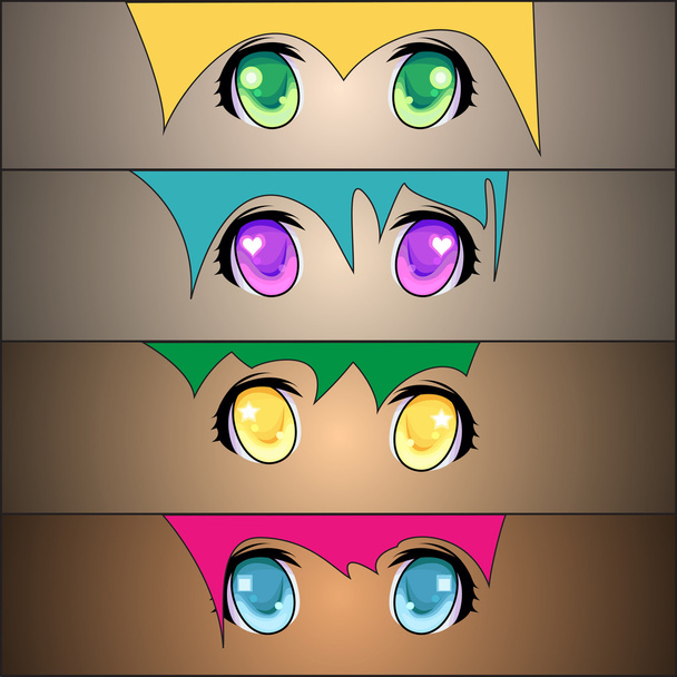 Set de ojos de anime
 - Vector, imagen