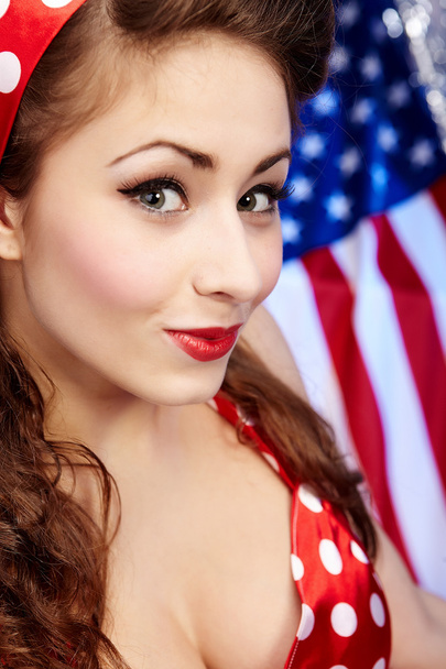 Sexy Patriotic American Girl - Fotoğraf, Görsel