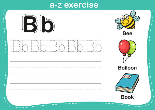 Alfabe A'dan Z'ye egzersiz karikatür kelime çizim ile - Vektör, Görsel