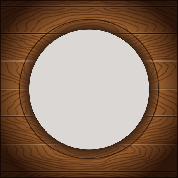 wooden background, with a white circle in the middle - Vector, Image