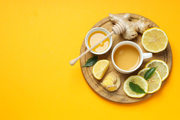 Холодне лікування, концепція охорони здоров'я чай з імбиром - Фото, зображення