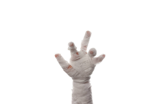 PNG, Hand in white bandage, isolado em fundo branco - Foto, Imagem