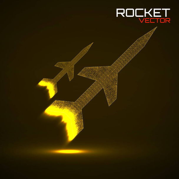 Military rocket with glowing dots. Vector illustration - Vector, Image