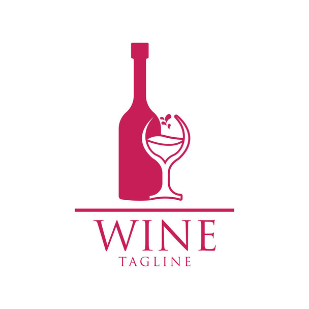 Garrafa de vinho e logotipo de vidro ícone de design - Vetor, Imagem