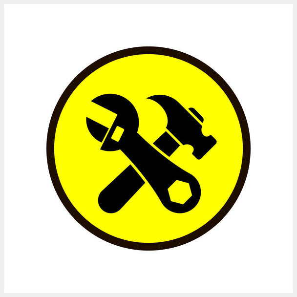 Schablone einstellbarer Schraubenschlüssel Hammer Symbol isoliert Gelbe Taste Vektor Stock Illustration EPS 10 - Vektor, Bild