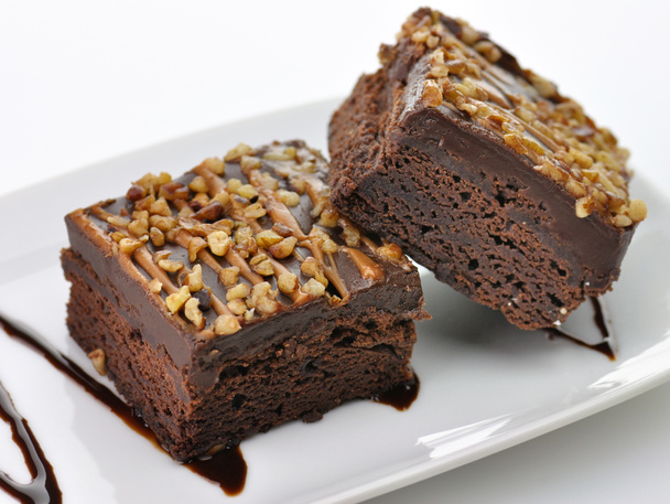 Brownies mit Schokoladensoße - Foto, Bild
