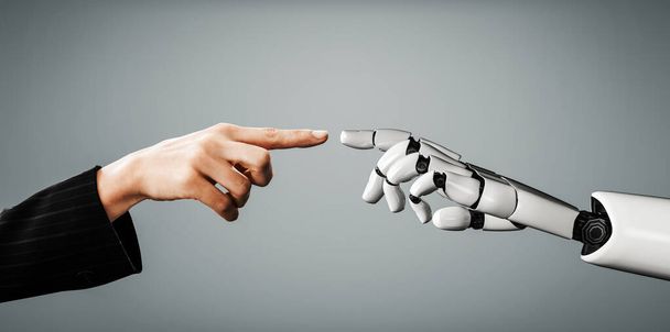 Visualización en 3D de la inteligencia artificial Investigación de IA del desarrollo de robots y cyborg para el futuro de las personas que viven. Diseño de tecnología digital de minería de datos y aprendizaje automático para cerebro de computadora
. - Foto, Imagen