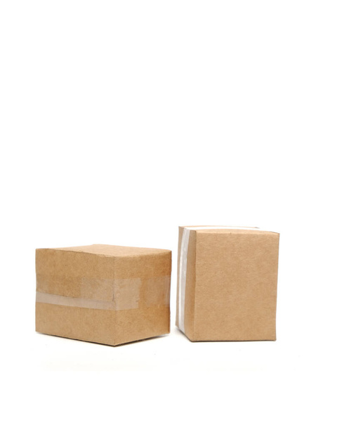 A picture of courier boxes on isolated white background. - Photo, Image