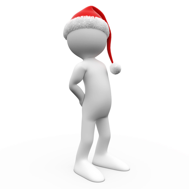 3D human standing with a Santa Claus hat - Photo, Image