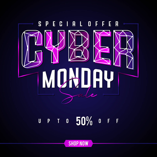 Promoção banner modelo de design Cyber Monday oferta especial venda. Ilustração vetorial - Vetor, Imagem