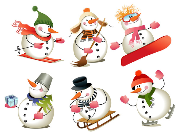 Muñeco de nieve de dibujos animados
 - Vector, Imagen