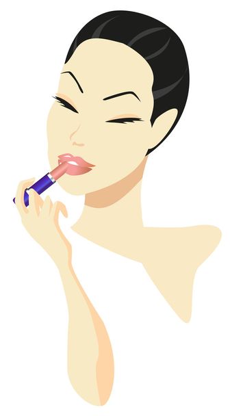 Femme appliquant le maquillage - Vecteur, image