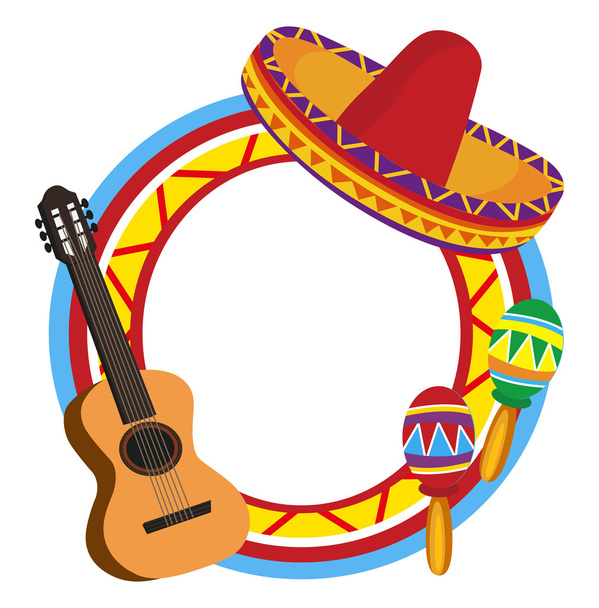 Рамка с мексиканскими символами
 - Вектор,изображение