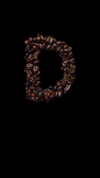  Animated Koffie lettertype tekst met alpha kanaal het karakter d - Video