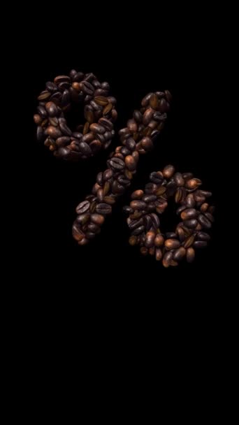  Анімований текст кавового шрифту з альфа-каналом символ Відсоток - Кадри, відео