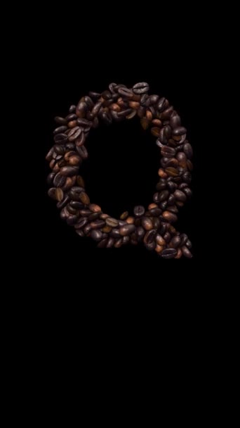  Κινούμενο κείμενο γραμματοσειράς καφέ με κανάλι άλφα τον χαρακτήρα q - Πλάνα, βίντεο