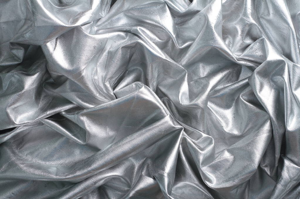 zerknüllte Silberfolie Textur Hintergrund - Foto, Bild