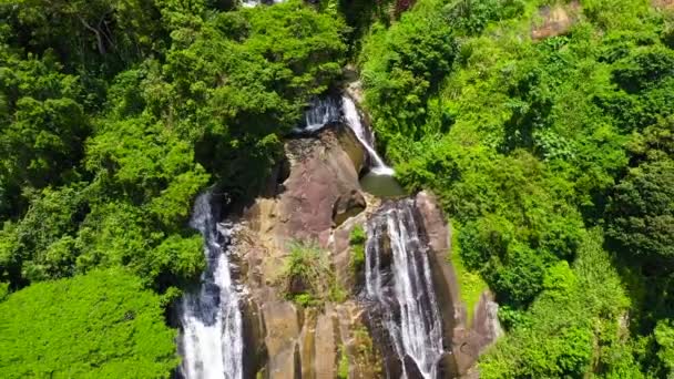 Beautiful waterfall in the rainforest view from above. Hunnasgiriya, Sri Lanka. - Footage, Video