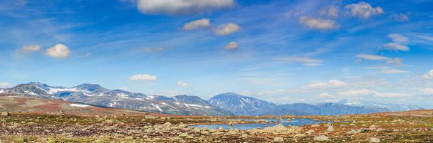 Valdresflya 'da gölü olan yaz manzarası - Norveç, Avrupa' da Jotunheimen Ulusal Parkı 'nda dağ yaylası - Fotoğraf, Görsel