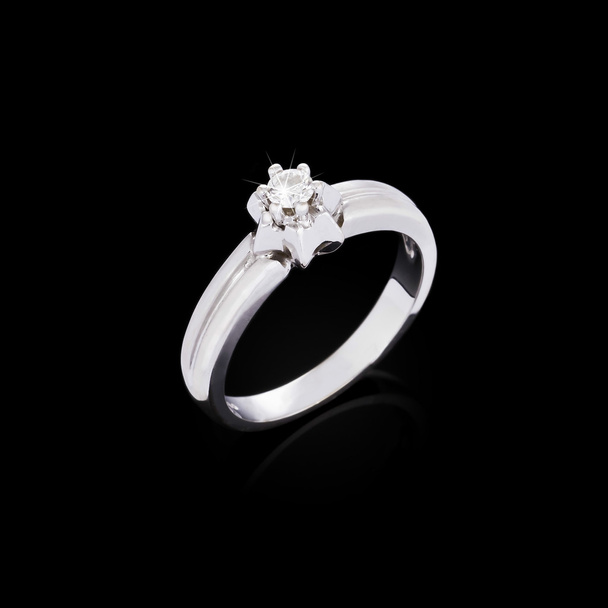 Engagement diamond ring on black background - Photo, Image