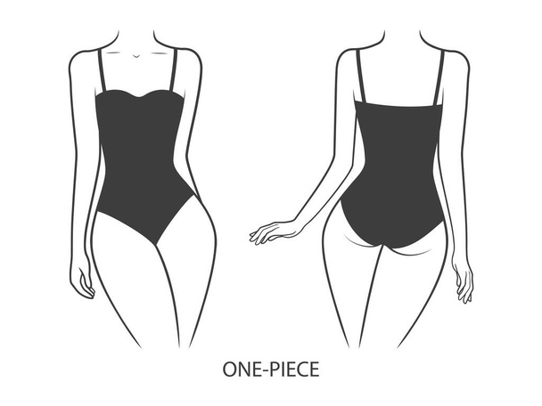 Woman body front and back view vector illustration. Isolated