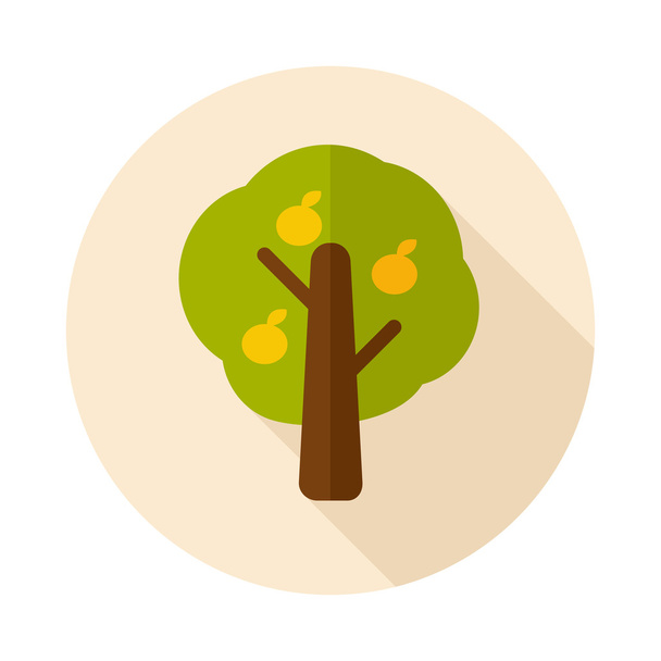 Gyümölcs fa lapos ikon hosszú árnyéka - Vektor, kép
