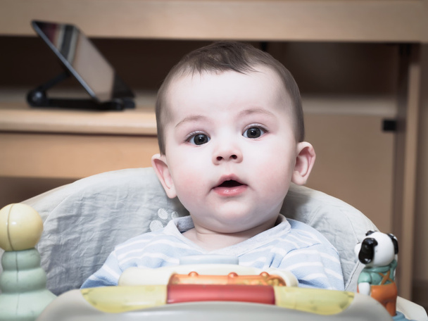 Portrait of caucasian baby boy at home - Foto, Imagen