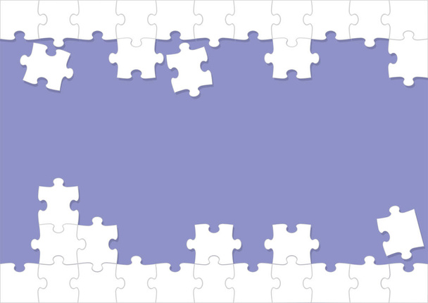 Witte puzzel frame en achtergrond sjabloon op een paarse achtergrond. Vector Illustratie. - Vector, afbeelding