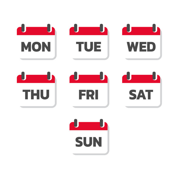 Calendar and days of the week vector set. Colorful Monday, Tuesday icons. - Vector, Image
