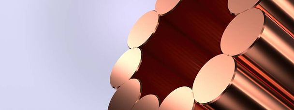 Metallic Elegant Modern 3D Rendering image background of copper circular cylindershigh Resolution 3D rendering image - Photo, Image